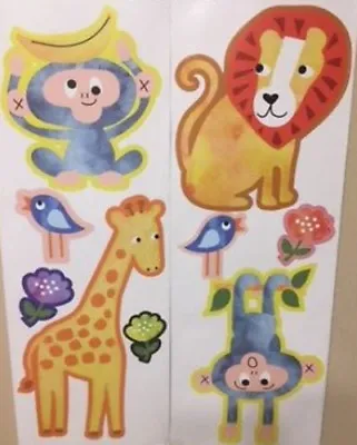 JUNGLE ANIMALS Wall Stickers 9 Decals Monkey Giraffe Lion ZOO SAFARI Nursery • $6.95