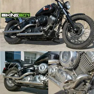 Chrome Exhaust Muffler Dual Pipe For YAMAHA V Star Drag Star 650 XVS650 XVS400 • $229