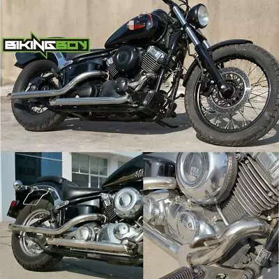 $254.95 • Buy Polish Exhaust Muffler Dual Pipes For YAMAHA V Star Drag Star 650 XVS650 XVS400