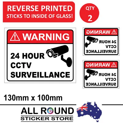 Warning CCTV Security Surveillance Camera Sticker Sign 130mm X 100mm Reverse Pri • $6.95