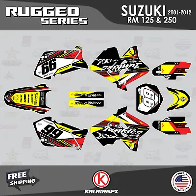 Graphics Kit For Suzuki RM125 RM250 (2001-2012) RM 125 RM 250 Rugged-Red • $82.99
