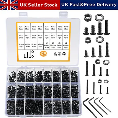 1225pcs Stainless Steel Hex Screws & Socket Bolts Nuts Set Assorted M2 M3 M4 M5 • £13.99