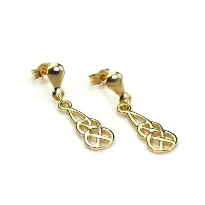 9ct Gold Celtic Knot Drop Earrings / Studs / Stud / Irish / Earring • £86