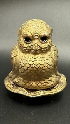 1920's Vantines Owl Art Deco Incense Burner Gold Paint W/ Base #1008 • $149.99