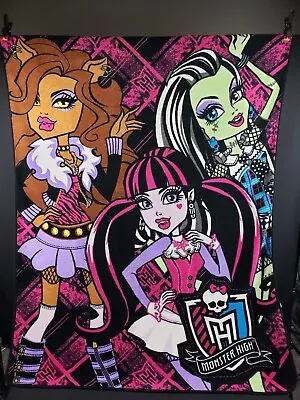 2013 Monster High Throw Blanket FRANCO Black Pink Fleece HTF Mattel Doll Teen • $32.95