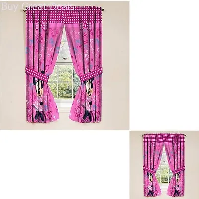$31.99 • Buy New Disney Minnie Mouse Window Panels Curtains Drapes Pink Bow-tique 42  X 63 