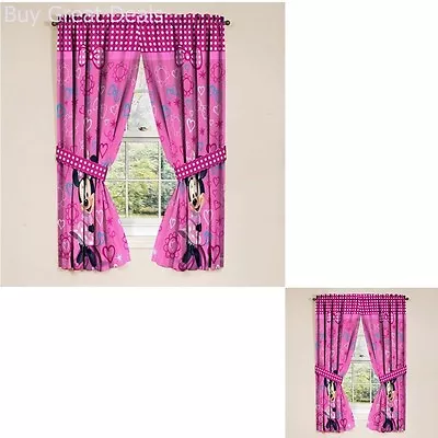 New Disney Minnie Mouse Window Panels Curtains Drapes Pink Bow-tique 42  X 63  • $29.98