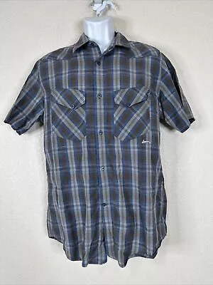 Volcom Men Size L Check Plaid Button Up Western Short Short Sleeve Pockets • $8.69