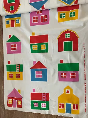 Vintage 1982 Marimekko “FINNISH VILLAGE II” Cotton Fabric By Fran Principe • $61.98