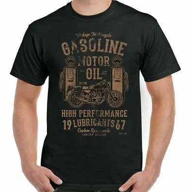 BIKER T-SHIRT Gasoline Motor Oil Motorcycle Motorbike Chopper Cafe Racer Bike  • £8.99