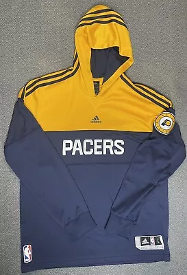 Indiana Pacers ADIDAS NBA Men's LARGE Pullover Navy Blue And Yellow Hoodie • $33.97