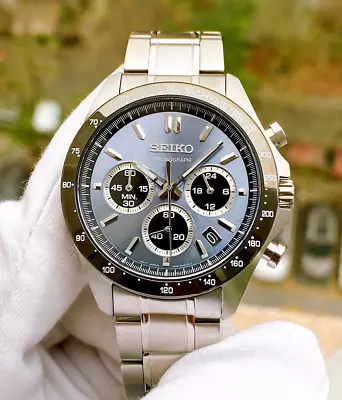 Seiko Spirit Chronograph Blue Dial Stainless Steel Men's Watch SBTR027 • $149.99