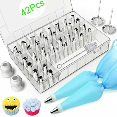 42Pcs Icing Piping Nozzles Pastry Tips Cake Sugarcraft Decorating Tools Set DIY • $6.96