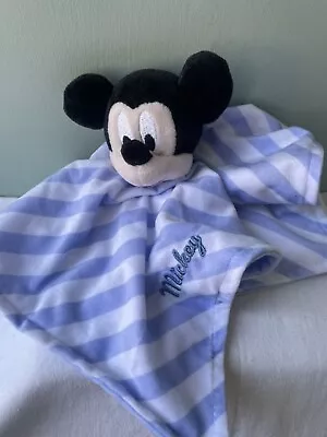 Mickey Mouse Comforter Soft Toy Disney Blue Stripe Blankie Tesco • £8