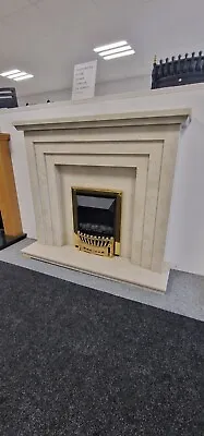 Marble Fire Surround Complete Hearth And Back Panel (Cream) Fire Not Included • £899