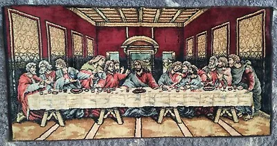 Vintage Last Supper Tapestry 38 X 19.5 Wall Hanging Throw Rug (G3) • $26.85