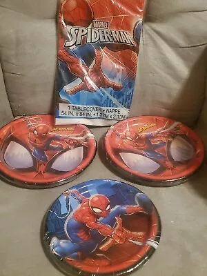 Marvel Spiderman Birthday Party Supplies: 2 Different Size Plate Table Cover • $16