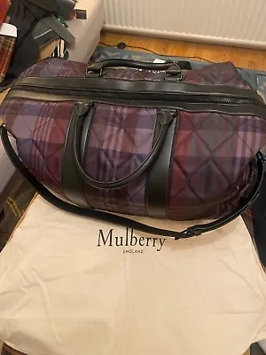 £1175 New MULBERRY Mens Large Holdall Clipper Weekend Bag Tartan Leather Print • £349