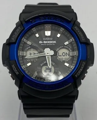 Casio G-Shock GAW-100B Tough Solar Men's 52mm Quartz Sports Watch Black & Blue • £59.95