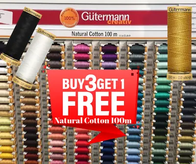 £2.99 • Buy Gutermann 100% Natural Cotton Sewing Thread 100m Spools Machine And Overlocker