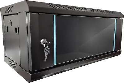 ✅ Data Wall Mount Server Cabinet Black Steel Construction Lockable Front Door • £115.45