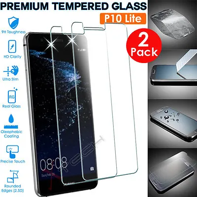 2x Genuine TEMPERED GLASS Invisible Screen Protector Covers For Huawei P10 Lite • £2.19