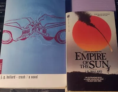 Lot Of 2 J. G. Ballard Books: Empire Of The Sun & Crash Paperbacks • $12.64