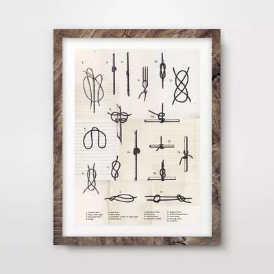 NAUTICAL KNOTS ROPE SHIP CHART SEASIDE ART PRINT Poster Decor Wall Picture 10Siz • £24.99