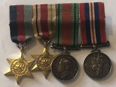 Group Of 4 WW2 Miniature Medals Inc War Defence Africa Star 1939-45 Star • £29.99