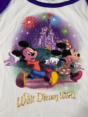 Vintage Walt Disney World Firework Castle T-Shirt 1XL Mickey Minnie Pluto Back • $30