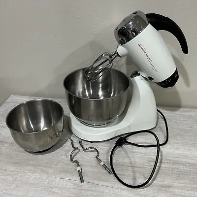 VTG Sunbeam 2350 Mixmaster Heritage Series White Stand Mixer W/ 2 Bowls 1 Beater • $30