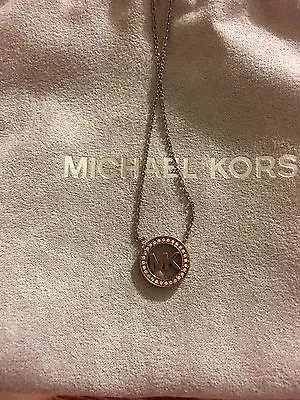 Very Pretty! New With Box Michael Kors Pave MK Logo Pendant Necklace MKJ6159 • $59