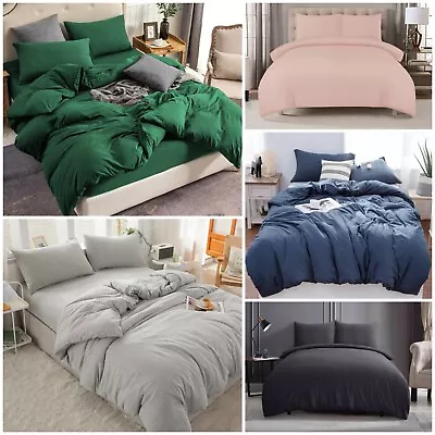 $39.99 • Buy Poly Cotton Quilt Cover Set Jersey Single, Double, Queen, King Size Doona Covers