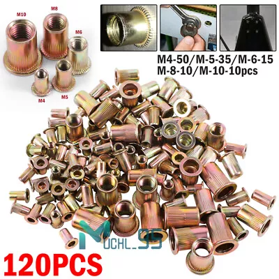 120 Pcs Zinc Steel Rivet Nut Kit Rivnut Nutsert Assort Metric M3/M4/M5/M6/M8/M10 • $14.67