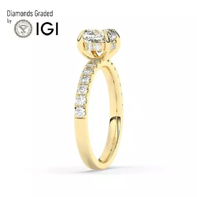 IGI1 CT Solitaire Lab-Grown Hidden Halo Diamond Engagement Ring18K Yellow Gold • £1100