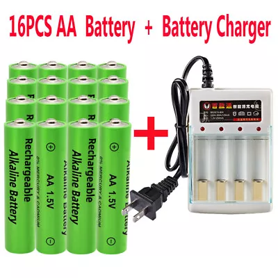 1.5V AA AAA Rechargeable Alkaline Batteries 3000mAh 4-Solt Battery Charger LOT • $11.99
