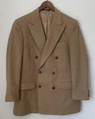 $300 • Buy BURBERRY'S Vintage Camel Hair Double Breasted Notch Lapel Blazer Tan Size 40/42