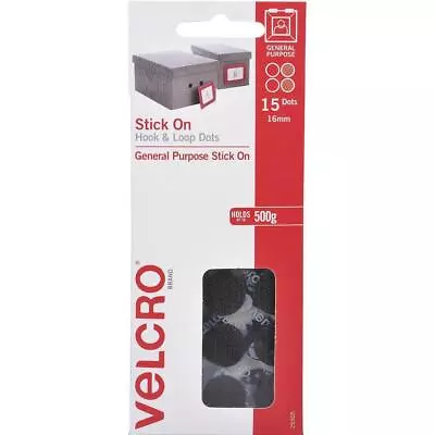 Velcro Brand Stick-On Hook And Loop Dots 16mm Black Pack 15 • $18.95