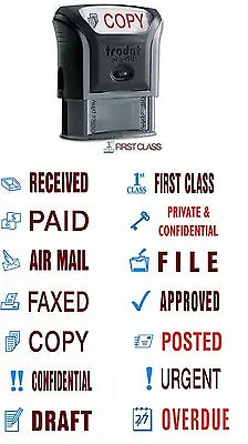 Trodat Office Rubber Stamp Self Inking Received Paid Copy Approved First Class • £10.95