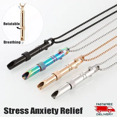 Rotatable Stress Anxiety Relief Necklace Natural Breath Mindful Quit Vaping Gift • £4.99