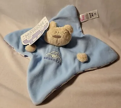 In The Bag Blue Teddy Bear Baby Comforter Blanket Car Blankie Soft Toy • £9.39