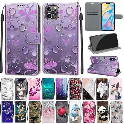 For IPhone15 14 13 12 11 Pro MAX Leather Case Flip Wallet Case With Card Holder • £5.99