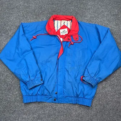 Vintage 90s Van Heusen 417 Windbreaker Jacket Adult Size Medium Packable Hood • $27.89