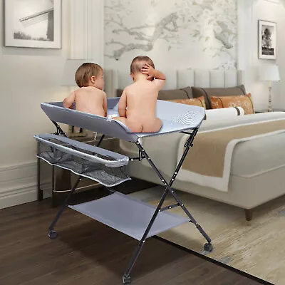 Baby Changer Table Folding Nursery Unit Changing Station With Storage Organizer • £43