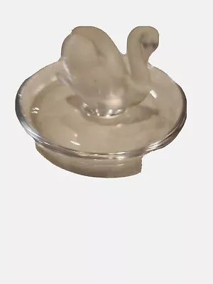 Lalique France Signed Frosted Swan Dish Crystal Trinket Jewelry Ring Holder  • $49.99