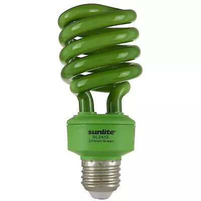 Sunlite CFL Spiral Colored Bulb 24 W (100W Equals) Medium Base 8000H Life Green • $15.99