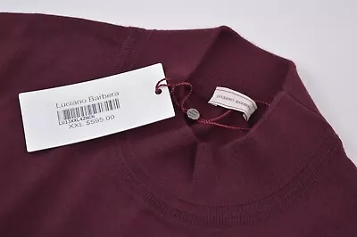 Luciano Barbera NWT Mock Turtle Neck Sweater Size 46 US 2XL In Burgundy Wool • $299.99