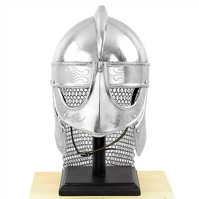 Medieval Barbuta Visored Brushed Steel Knights Templar Crusaders Armour Helmet • $202.40