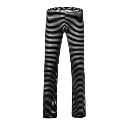 Men Sexy Sheer Underpants Body Shaping Long Pants Transparent Striped Trousers • $17.77