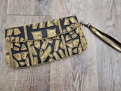 Ecoté Gold Beaded Clutch From Urban Outfitters Purse Wristlet Made In India • $9.99